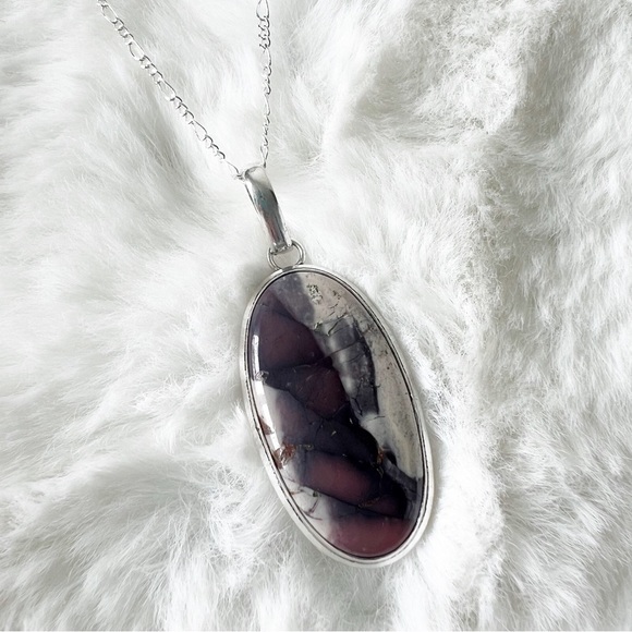 Porcelain Jasper and Angelite Pendant Necklace Earrings Lot Sterling Silver New - Picture 8 of 15